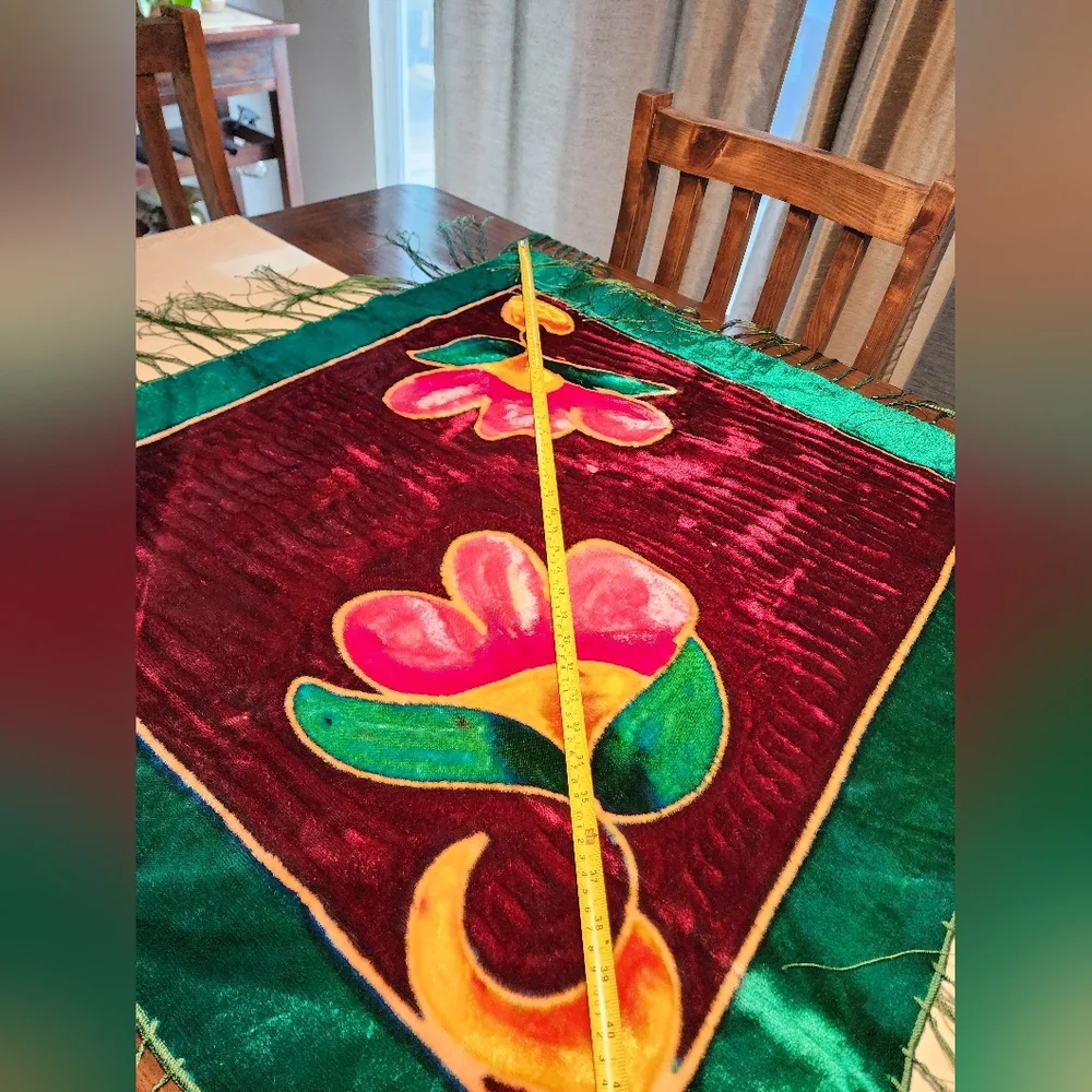 Vintage Velvet Piano Scarf Tablecloth Tapestry 35x32